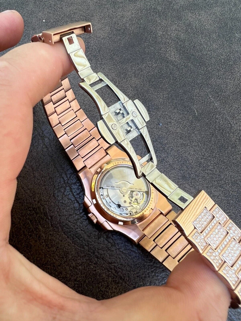 Real 14ct MOISSANITE Mens Watch Iced Stainless 14k Rose Gold Pass Diamond Test 13 Real 14ct MOISSANITE Mens Watch Iced Stainless 14k Rose Gold Pass Diamond Test - Image 11