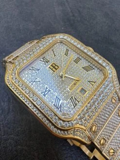 Real 16ct VVS MOISSANITE Mens Gold Watch Iced Sweeping Hand Automatic Hip Hop 19 Real 16ct VVS MOISSANITE Mens Gold Watch Iced Sweeping Hand Automatic Hip Hop -Harlem Bling Shop hip hop real 16ct vvs moissanite mens gold watch iced sweeping hand automatic hip hop 38519.1664301639