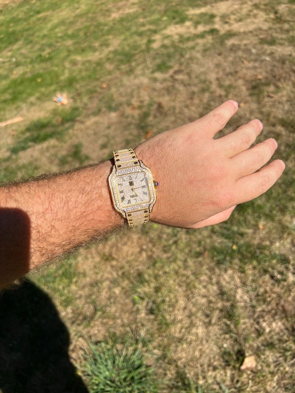 Real 16ct VVS MOISSANITE Mens Gold Watch Iced Sweeping Hand Automatic Hip Hop 10 Real 16ct VVS MOISSANITE Mens Gold Watch Iced Sweeping Hand Automatic Hip Hop - Image 8