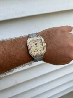 Real 16ct VVS MOISSANITE Watch Iced Automatic Movement Gold Hip Hop Arabic Out 17 Real 16ct VVS MOISSANITE Watch Iced Automatic Movement Gold Hip Hop Arabic Out -Harlem Bling Shop hip hop real 16ct vvs moissanite watch iced automatic movement gold hip hop arabic out 02779.1664300940