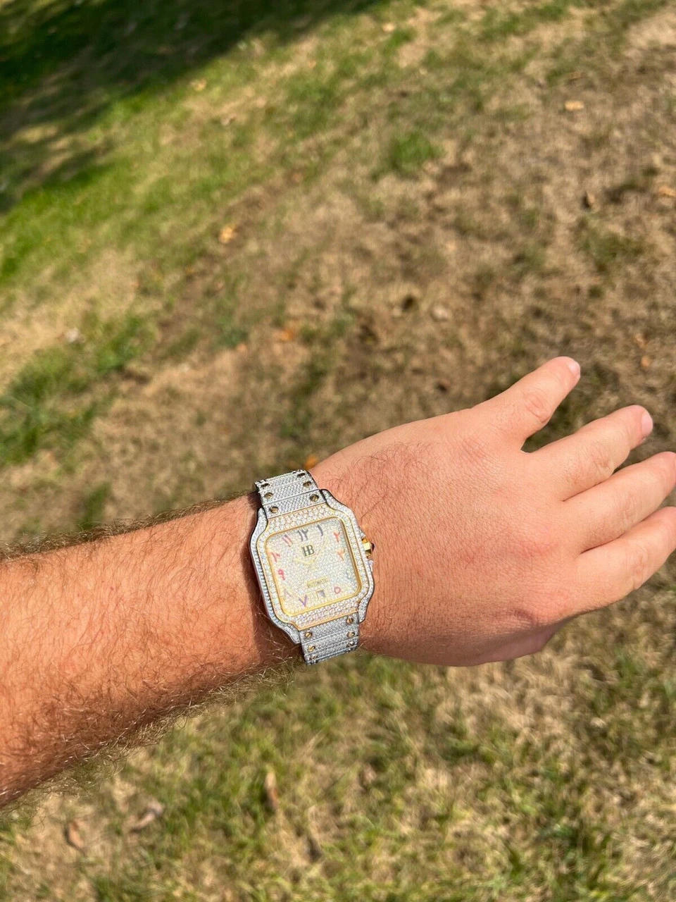 Real 16ct VVS MOISSANITE Watch Iced Automatic Movement Gold Hip Hop Arabic Out 10 Real 16ct VVS MOISSANITE Watch Iced Automatic Movement Gold Hip Hop Arabic Out - Image 8