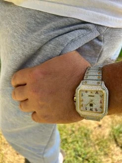 Real 16ct VVS MOISSANITE Watch Iced Automatic Movement Gold Hip Hop Arabic Out 20 Real 16ct VVS MOISSANITE Watch Iced Automatic Movement Gold Hip Hop Arabic Out -Harlem Bling Shop hip hop real 16ct vvs moissanite watch iced automatic movement gold hip hop arabic out 27226.1664302209