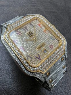 Real 16ct VVS MOISSANITE Watch Iced Automatic Movement Gold Hip Hop Arabic Out 24 Real 16ct VVS MOISSANITE Watch Iced Automatic Movement Gold Hip Hop Arabic Out -Harlem Bling Shop hip hop real 16ct vvs moissanite watch iced automatic movement gold hip hop arabic out 52038.1664301889