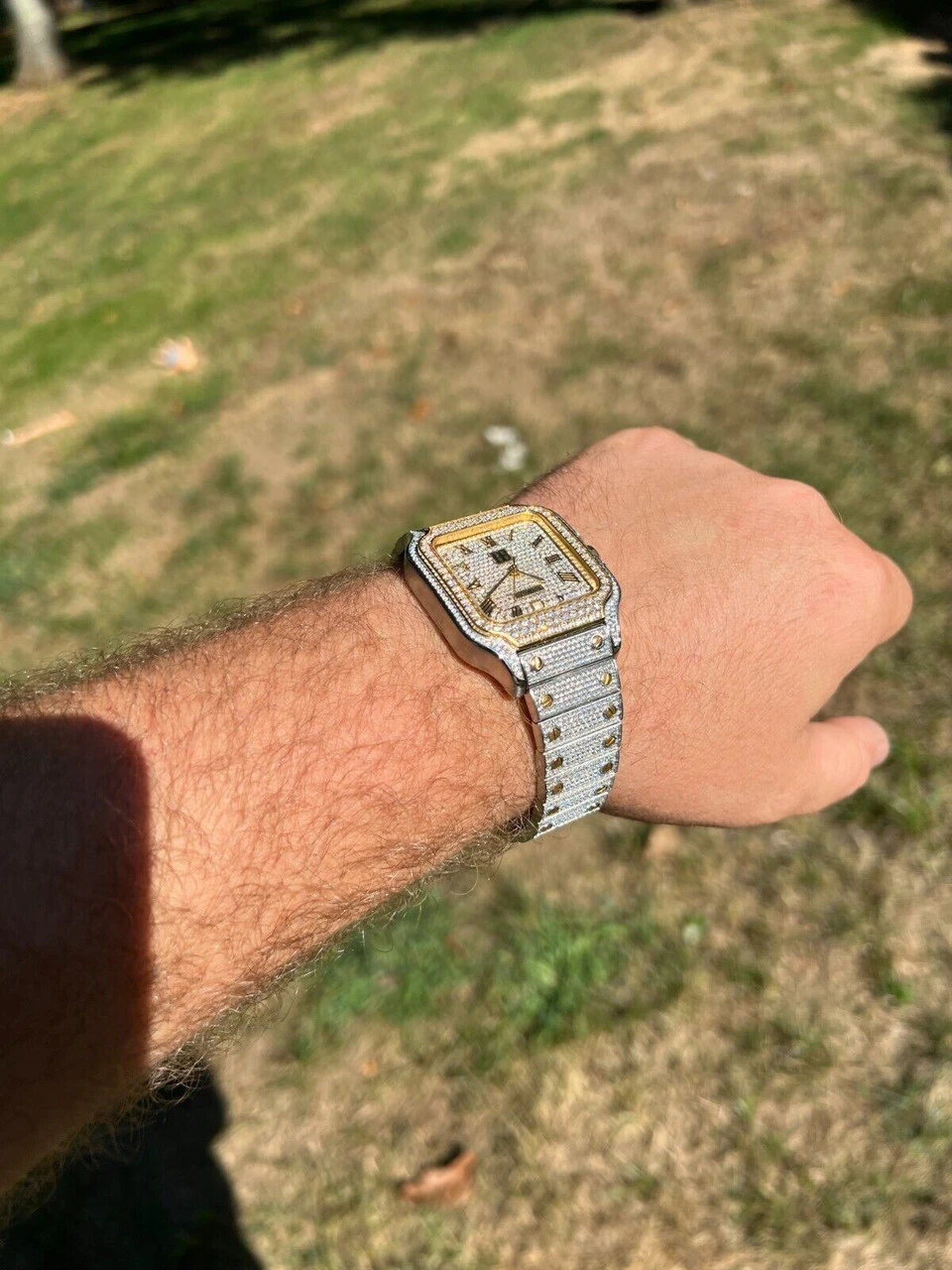 Real 16ct VVS MOISSANITE Watch Iced Automatic Movement Hip Hop Two Tone Gold 7 Real 16ct VVS MOISSANITE Watch Iced Automatic Movement Hip Hop Two Tone Gold - Image 5