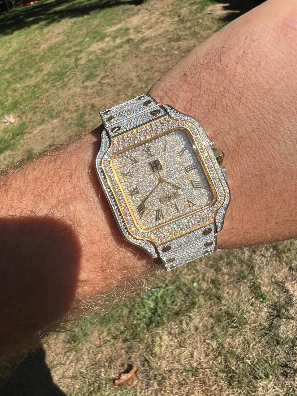 Real 16ct VVS MOISSANITE Watch Iced Automatic Movement Hip Hop Two Tone Gold 5 Real 16ct VVS MOISSANITE Watch Iced Automatic Movement Hip Hop Two Tone Gold - Image 3