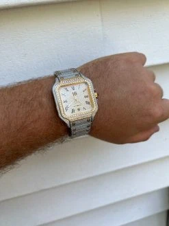 Real 16ct VVS MOISSANITE Watch Iced Automatic Movement Hip Hop Two Tone Gold 22 Real 16ct VVS MOISSANITE Watch Iced Automatic Movement Hip Hop Two Tone Gold -Harlem Bling Shop hip hop real 16ct vvs moissanite watch iced automatic movement hip hop two tone gold 80381.1664300948