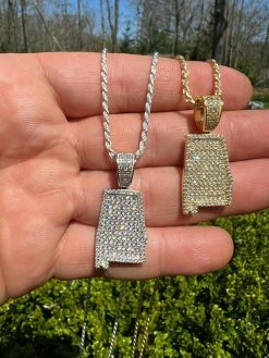Real 925 Silver Hip Hop Alabama State Shape Pendant Iced Diamond Necklace Gold 23 Real 925 Silver Hip Hop Alabama State Shape Pendant Iced Diamond Necklace Gold -Harlem Bling Shop hip hop real 925 silver hip hop alabama state shape pendant iced diamond necklace gold 29249.1664361340