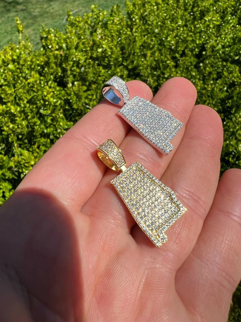 Real 925 Silver Hip Hop Alabama State Shape Pendant Iced Diamond Necklace Gold 10 Real 925 Silver Hip Hop Alabama State Shape Pendant Iced Diamond Necklace Gold - Image 8