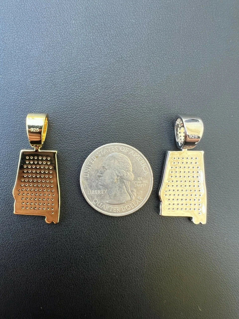 Real 925 Silver Hip Hop Alabama State Shape Pendant Iced Diamond Necklace Gold 8 Real 925 Silver Hip Hop Alabama State Shape Pendant Iced Diamond Necklace Gold - Image 6