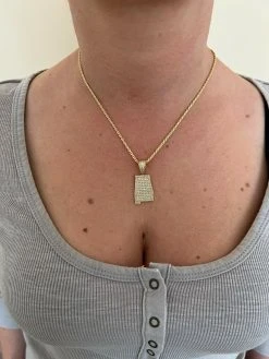 Real 925 Silver Hip Hop Alabama State Shape Pendant Iced Diamond Necklace Gold 24 Real 925 Silver Hip Hop Alabama State Shape Pendant Iced Diamond Necklace Gold -Harlem Bling Shop hip hop real 925 silver hip hop alabama state shape pendant iced diamond necklace gold 83818.1664360162