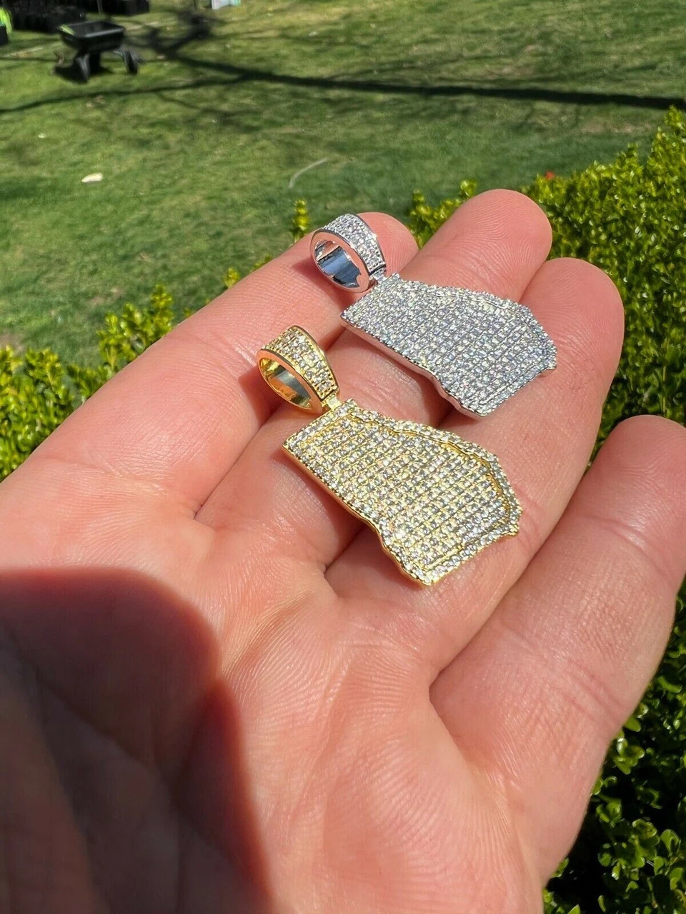 Real 925 Silver Hip Hop Georgia Shape Atlanta Pendant Iced Diamond Necklace Gold 9 Real 925 Silver Hip Hop Georgia Shape Atlanta Pendant Iced Diamond Necklace Gold - Image 7