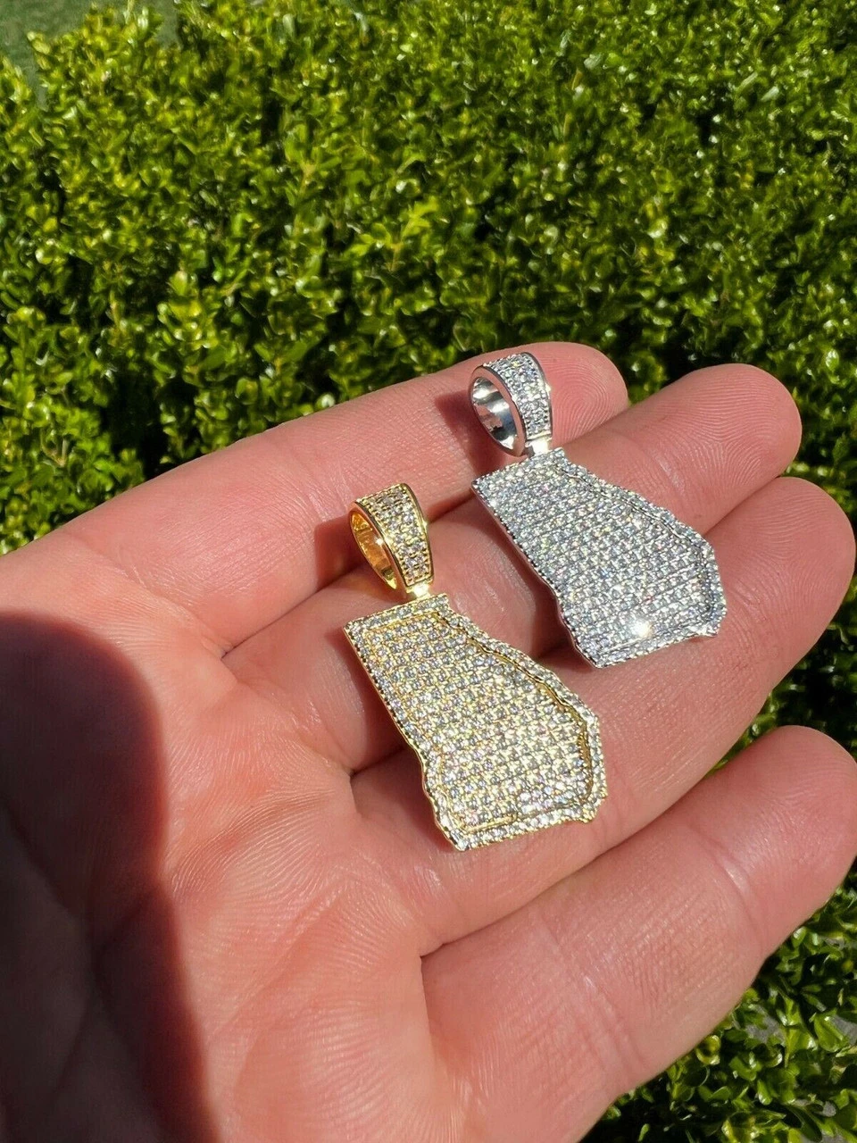 Real 925 Silver Hip Hop Georgia Shape Atlanta Pendant Iced Diamond Necklace Gold 8 Real 925 Silver Hip Hop Georgia Shape Atlanta Pendant Iced Diamond Necklace Gold - Image 6