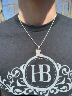 Real 925 Silver Hip Hop Louisiana State Shape Pendant Iced Diamond Necklace Gold -Harlem Bling Shop hip hop real 925 silver hip hop louisiana state shape pendant iced diamond necklace gold 12098.1664358216