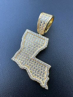 Real 925 Silver Hip Hop Louisiana State Shape Pendant Iced Diamond Necklace Gold -Harlem Bling Shop hip hop real 925 silver hip hop louisiana state shape pendant iced diamond necklace gold 19803.1664355535