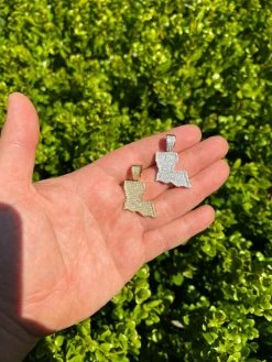 Real 925 Silver Hip Hop Louisiana State Shape Pendant Iced Diamond Necklace Gold -Harlem Bling Shop hip hop real 925 silver hip hop louisiana state shape pendant iced diamond necklace gold 49504.1664358951