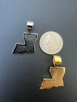 Real 925 Silver Hip Hop Louisiana State Shape Pendant Iced Diamond Necklace Gold -Harlem Bling Shop hip hop real 925 silver hip hop louisiana state shape pendant iced diamond necklace gold 62283.1664355616