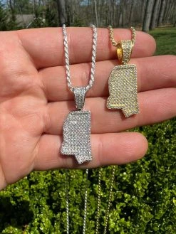 Front Page -Harlem Bling Shop hip hop real 925 silver hip hop mississippi shape pendant iced diamond necklace gold 25168.1664360042