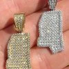 Real 925 Silver Hip Hop Mississippi Shape Pendant Iced Diamond Necklace Gold 1 Real 925 Silver Hip Hop Mississippi Shape Pendant Iced Diamond Necklace Gold -Harlem Bling Shop hip hop real 925 silver hip hop mississippi shape pendant iced diamond necklace gold 27612.1664359391