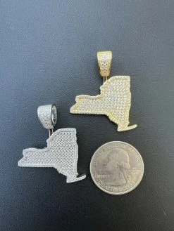 Real 925 Silver Hip Hop New York State Yankees NYC Pendant Iced Necklace Gold 21 Real 925 Silver Hip Hop New York State Yankees NYC Pendant Iced Necklace Gold -Harlem Bling Shop hip hop real 925 silver hip hop new york state yankees nyc pendant iced necklace gold 79212.1664362876