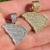 Real 925 Silver Hip Hop South Carolina Shape Pendant Iced Diamond Necklace Gold 1 Real 925 Silver Hip Hop South Carolina Shape Pendant Iced Diamond Necklace Gold -Harlem Bling Shop hip hop real 925 silver hip hop south carolina shape pendant iced diamond necklace gold 09875.1664355520