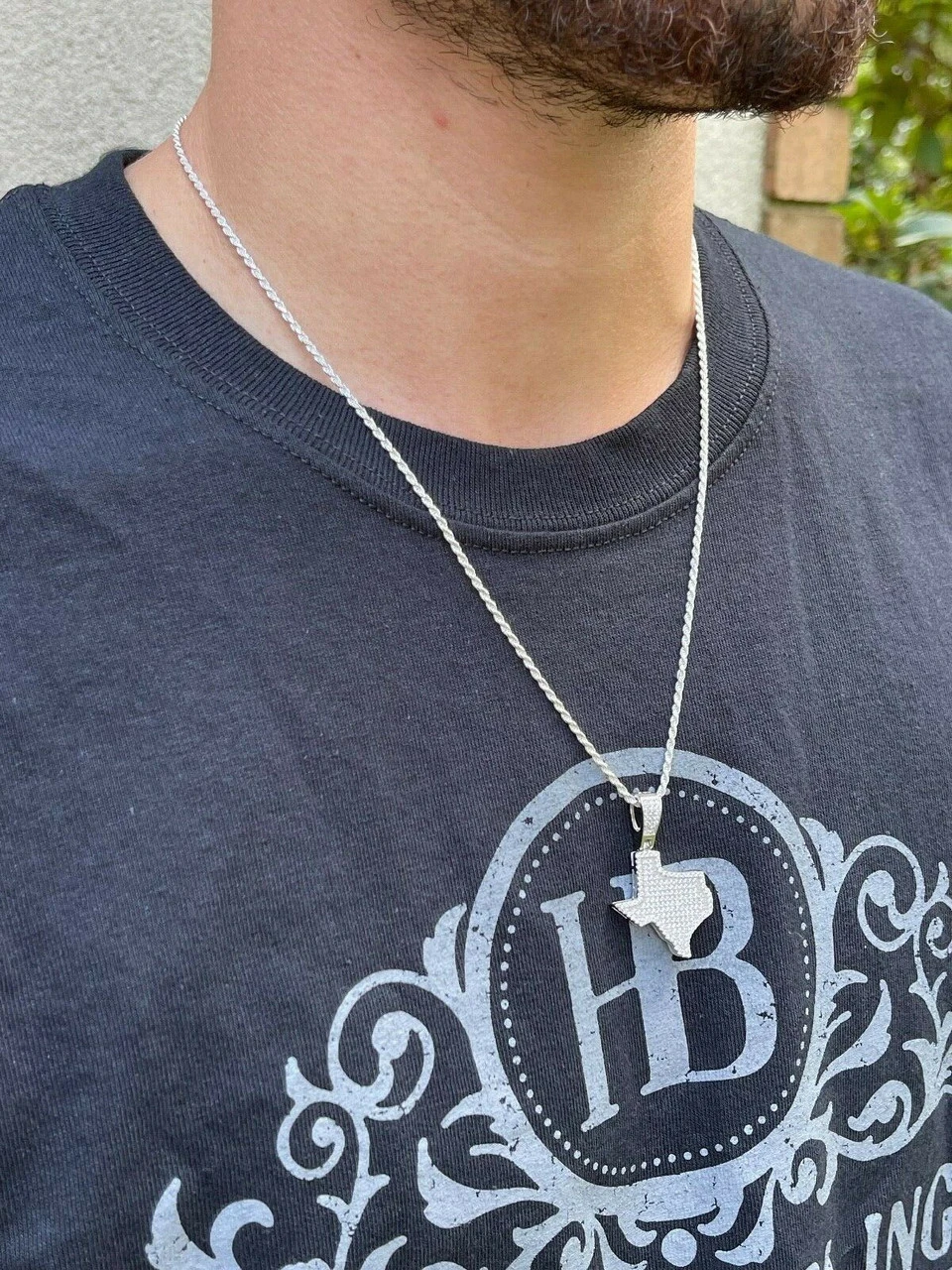 Real 925 Silver Hip Hop Texas State Shape Pendant Iced Diamond Necklace Gold 13 Real 925 Silver Hip Hop Texas State Shape Pendant Iced Diamond Necklace Gold - Image 11