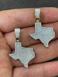 Real 925 Silver Hip Hop Texas State Shape Pendant Iced Diamond Necklace Gold 16 Real 925 Silver Hip Hop Texas State Shape Pendant Iced Diamond Necklace Gold -Harlem Bling Shop hip hop real 925 silver hip hop texas state shape pendant iced diamond necklace gold 55529.1664379714