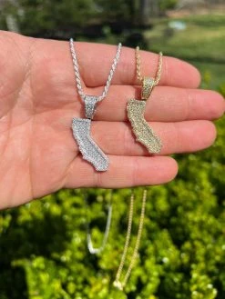 Real 925 Silver HipHop California State Shape Pendant Iced Diamond Necklace Gold 15 Real 925 Silver HipHop California State Shape Pendant Iced Diamond Necklace Gold -Harlem Bling Shop hip hop real 925 silver hiphop california state shape pendant iced diamond necklace gold 08426.1664359662