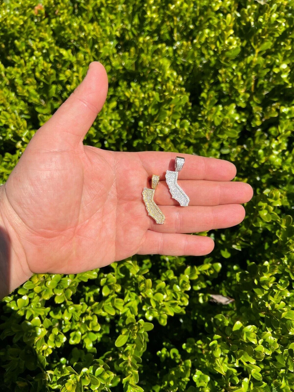 Real 925 Silver HipHop California State Shape Pendant Iced Diamond Necklace Gold 12 Real 925 Silver HipHop California State Shape Pendant Iced Diamond Necklace Gold - Image 10