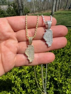 Real 925 Silver HipHop Illinois Chicago Shape Pendant Iced Diamond Necklace Gold 15 Real 925 Silver HipHop Illinois Chicago Shape Pendant Iced Diamond Necklace Gold -Harlem Bling Shop hip hop real 925 silver hiphop illinois chicago shape pendant iced diamond necklace gold 23175.1664359465