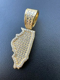 Real 925 Silver HipHop Illinois Chicago Shape Pendant Iced Diamond Necklace Gold 20 Real 925 Silver HipHop Illinois Chicago Shape Pendant Iced Diamond Necklace Gold -Harlem Bling Shop hip hop real 925 silver hiphop illinois chicago shape pendant iced diamond necklace gold 41771.1664361857