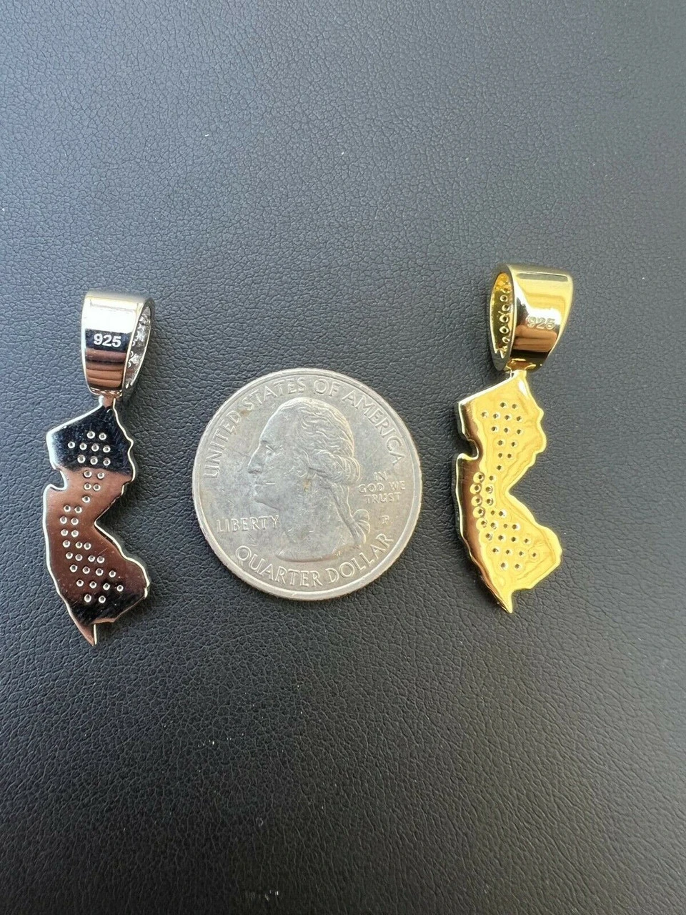 Real 925 Silver HipHop New Jersey State Shape Pendant Iced Diamond Necklace Gold 9 Real 925 Silver HipHop New Jersey State Shape Pendant Iced Diamond Necklace Gold - Image 7