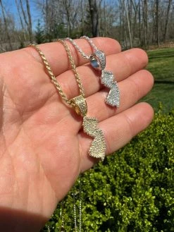 Real 925 Silver HipHop New Jersey State Shape Pendant Iced Diamond Necklace Gold 23 Real 925 Silver HipHop New Jersey State Shape Pendant Iced Diamond Necklace Gold -Harlem Bling Shop hip hop real 925 silver hiphop new jersey state shape pendant iced diamond necklace gold 61454.1664357053