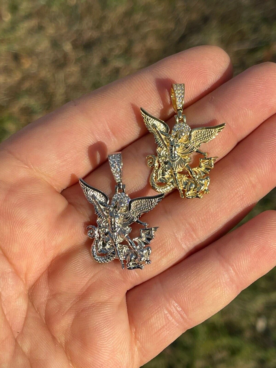 Real 925 Silver Saint Michael Archangel Necklace Pendant Necklace Gold Hip Hop 10 Real 925 Silver Saint Michael Archangel Necklace Pendant Necklace Gold Hip Hop - Image 8