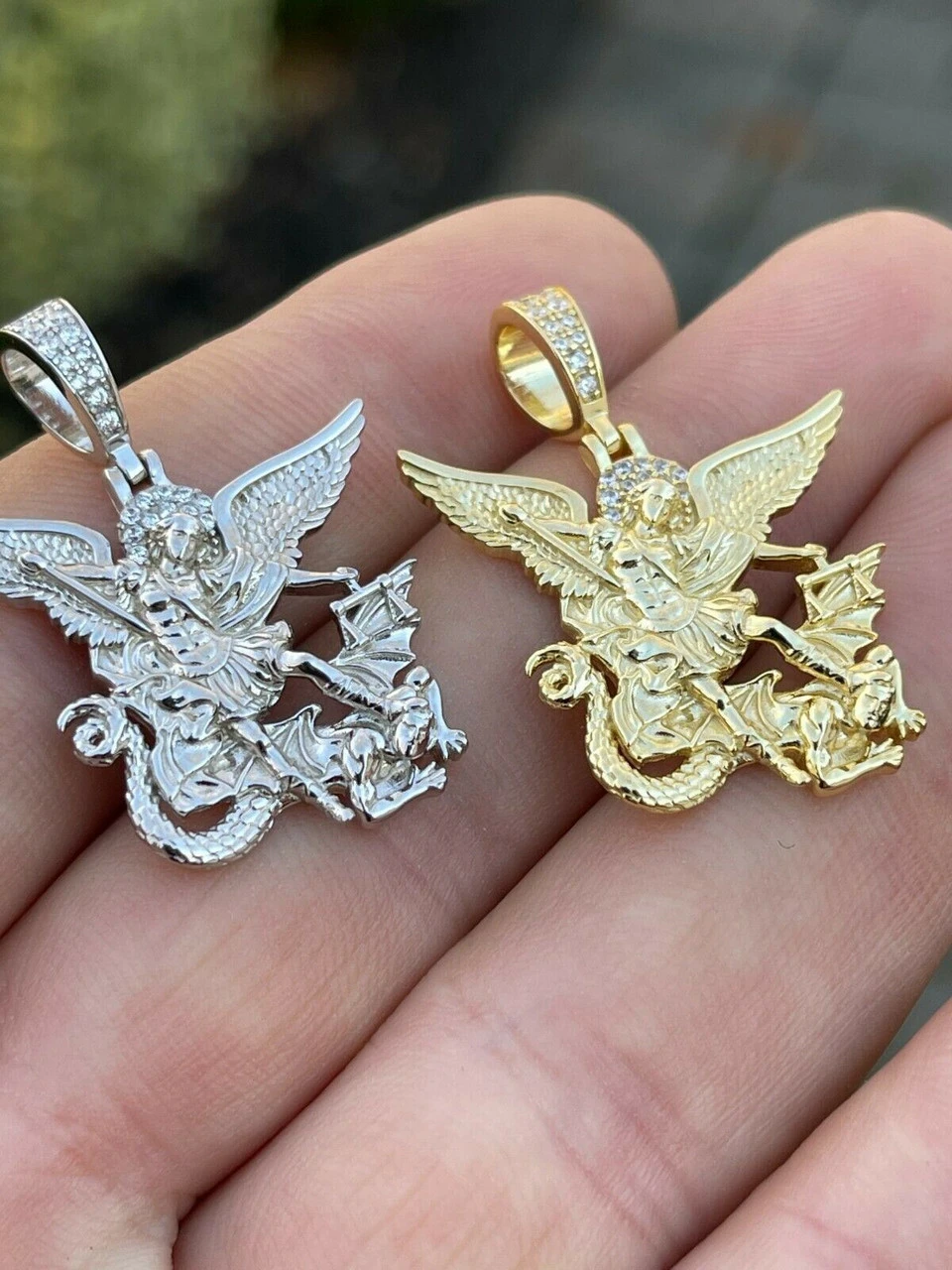 Real 925 Silver Saint Michael Archangel Necklace Pendant Necklace Gold Hip Hop 9 Real 925 Silver Saint Michael Archangel Necklace Pendant Necklace Gold Hip Hop - Image 7