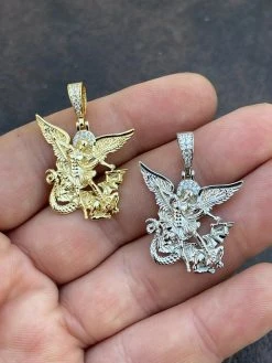 Real 925 Silver Saint Michael Archangel Necklace Pendant Necklace Gold Hip Hop 16 Real 925 Silver Saint Michael Archangel Necklace Pendant Necklace Gold Hip Hop -Harlem Bling Shop hip hop real 925 silver saint michael archangel necklace pendant necklace gold hip hop 25851.1664399789
