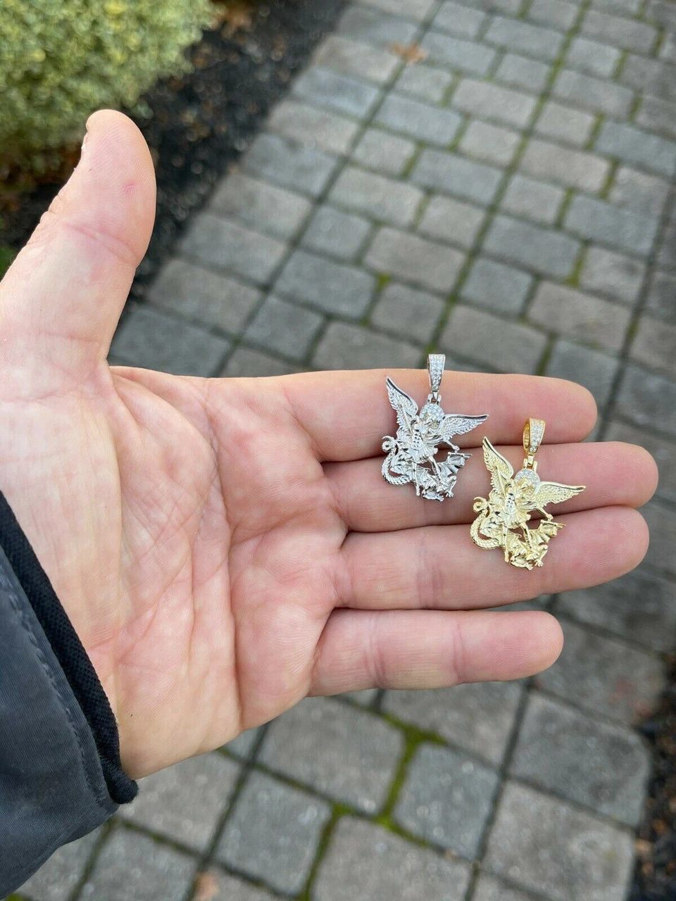 Real 925 Silver Saint Michael Archangel Necklace Pendant Necklace Gold Hip Hop 8 Real 925 Silver Saint Michael Archangel Necklace Pendant Necklace Gold Hip Hop - Image 6