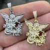 Real 925 Silver Saint Michael Archangel Necklace Pendant Necklace Gold Hip Hop -Harlem Bling Shop hip hop real 925 silver saint michael archangel necklace pendant necklace gold hip hop 54352.1664380456