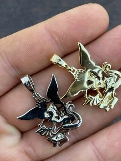 Real 925 Silver Saint Michael Archangel Necklace Pendant Necklace Gold Hip Hop 18 Real 925 Silver Saint Michael Archangel Necklace Pendant Necklace Gold Hip Hop -Harlem Bling Shop hip hop real 925 silver saint michael archangel necklace pendant necklace gold hip hop 92865.1664380695