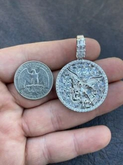 Real 925 Silver St Michael Archangel Necklace Pendant Ice Gold Hip Hop Medallion 24 Real 925 Silver St Michael Archangel Necklace Pendant Ice Gold Hip Hop Medallion -Harlem Bling Shop hip hop real 925 silver st michael archangel necklace pendant ice gold hip hop medallion 13196.1664394875