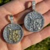 Real 925 Silver St Michael Archangel Necklace Pendant Ice Gold Hip Hop Medallion 2 Real 925 Silver St Michael Archangel Necklace Pendant Ice Gold Hip Hop Medallion -Harlem Bling Shop hip hop real 925 silver st michael archangel necklace pendant ice gold hip hop medallion 31264.1664399734
