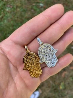 Real 925 Sterling Silver Hamsa Hand Pendant Iced Baguette Diamond Necklace Gold 17 Real 925 Sterling Silver Hamsa Hand Pendant Iced Baguette Diamond Necklace Gold -Harlem Bling Shop hip hop real 925 sterling silver hamsa hand pendant iced baguette diamond necklace gold 05054.1664376133