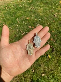 Real 925 Sterling Silver Hamsa Hand Pendant Iced Baguette Diamond Necklace Gold 21 Real 925 Sterling Silver Hamsa Hand Pendant Iced Baguette Diamond Necklace Gold -Harlem Bling Shop hip hop real 925 sterling silver hamsa hand pendant iced baguette diamond necklace gold 08114.1664377551