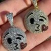 Real 925 Sterling Silver Hip Hop Kiss Face Emoji Pendant Necklace Iced Gold 2 Real 925 Sterling Silver Hip Hop Kiss Face Emoji Pendant Necklace Iced Gold -Harlem Bling Shop hip hop real 925 sterling silver hip hop kiss face emoji pendant necklace iced gold 49547.1664381135
