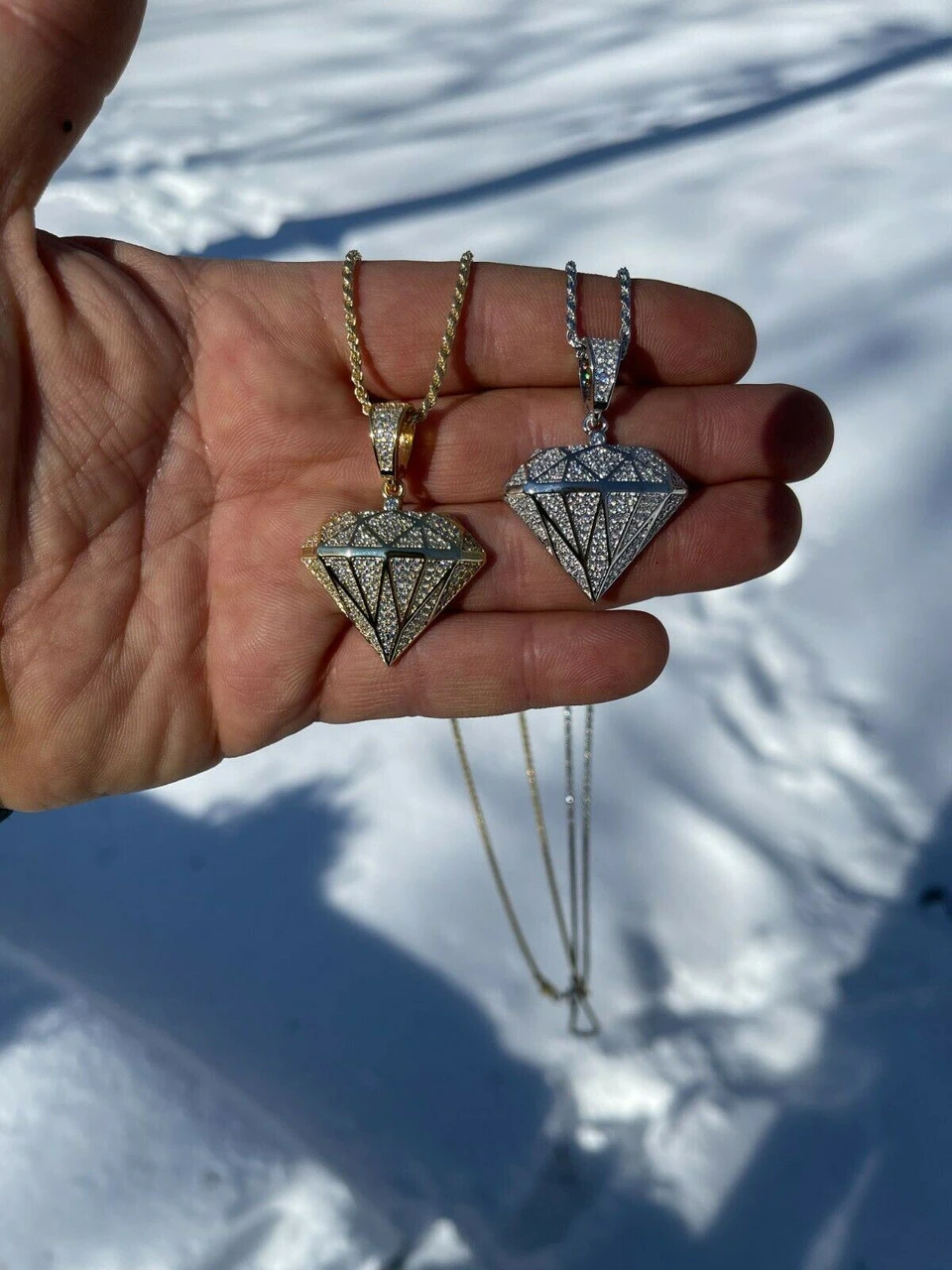 Real 925 Sterling Silver Iced Diamond Shape BLING Pendant Mens Ladies Hip Hop 12 Real 925 Sterling Silver Iced Diamond Shape BLING Pendant Mens Ladies Hip Hop - Image 10