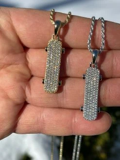 Real 925 Sterling Silver Iced Diamond Skateboard Pendant Hip Hop Gold Necklace 16 Real 925 Sterling Silver Iced Diamond Skateboard Pendant Hip Hop Gold Necklace -Harlem Bling Shop hip hop real 925 sterling silver iced diamond skateboard pendant hip hop gold necklace 17676.1664374462