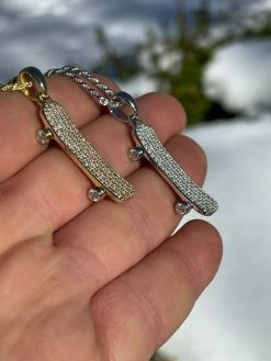 Real 925 Sterling Silver Iced Diamond Skateboard Pendant Hip Hop Gold Necklace 22 Real 925 Sterling Silver Iced Diamond Skateboard Pendant Hip Hop Gold Necklace -Harlem Bling Shop hip hop real 925 sterling silver iced diamond skateboard pendant hip hop gold necklace 68371.1664396284