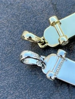 Real 925 Sterling Silver Iced Diamond Skateboard Pendant Hip Hop Gold Necklace 24 Real 925 Sterling Silver Iced Diamond Skateboard Pendant Hip Hop Gold Necklace -Harlem Bling Shop hip hop real 925 sterling silver iced diamond skateboard pendant hip hop gold necklace 88146.1664384521