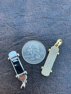 Real 925 Sterling Silver Iced Diamond Skateboard Pendant Hip Hop Gold Necklace 25 Real 925 Sterling Silver Iced Diamond Skateboard Pendant Hip Hop Gold Necklace -Harlem Bling Shop hip hop real 925 sterling silver iced diamond skateboard pendant hip hop gold necklace 92612.1664386971