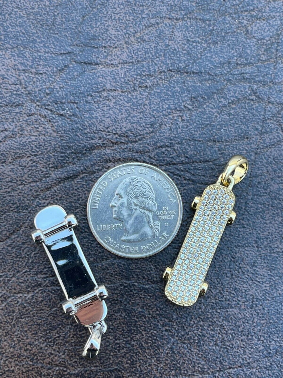 Real 925 Sterling Silver Iced Diamond Skateboard Pendant Hip Hop Gold Necklace 14 Real 925 Sterling Silver Iced Diamond Skateboard Pendant Hip Hop Gold Necklace - Image 12