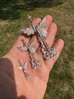 Real Iced MOISSANITE Saint Michael & Dragon Pendant 14k Rose Gold 925 Silver 37 Real Iced MOISSANITE Saint Michael & Dragon Pendant 14k Rose Gold 925 Silver -Harlem Bling Shop hip hop real iced moissanite saint michael and dragon pendant 14k rose gold 925 silver 63219.1694828381